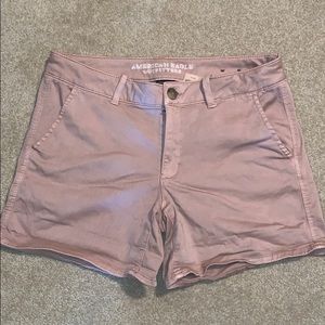american eagle pink twill midi-shorts